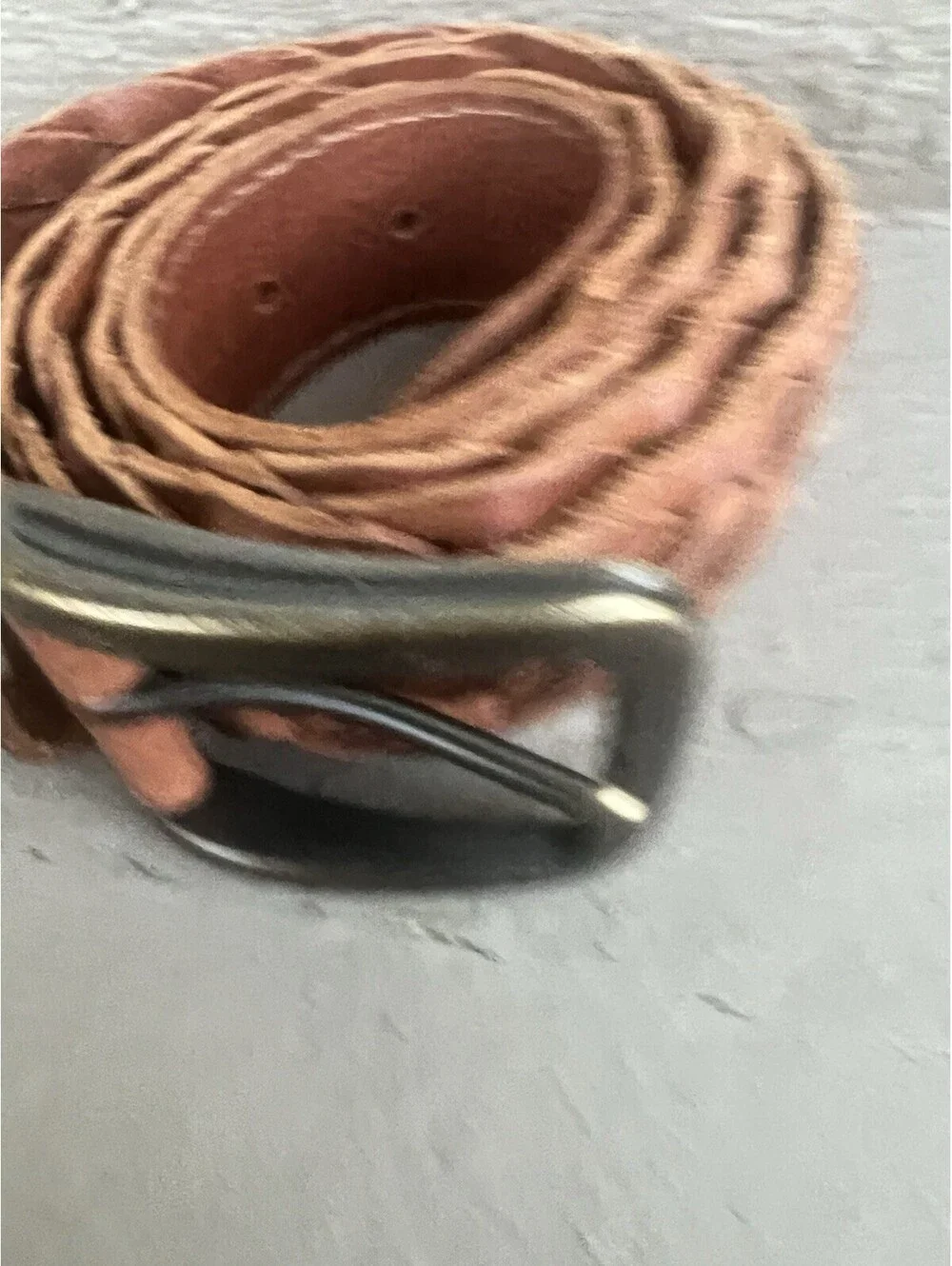 Duluth Trading CO Mens 44 Brown Leather Braided Woven Belt OD-Buckle